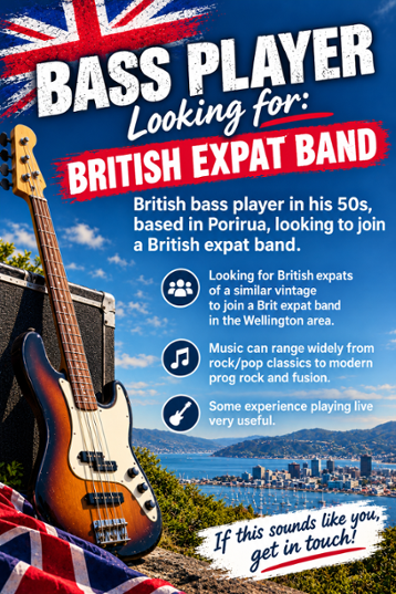 Bass Player Avaiable for Brit Expat Band